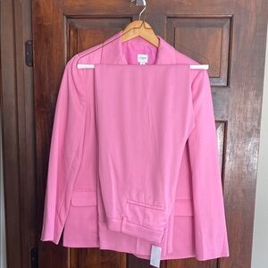 Pink Blazer and tall wide-leg pleated twill Pants Set